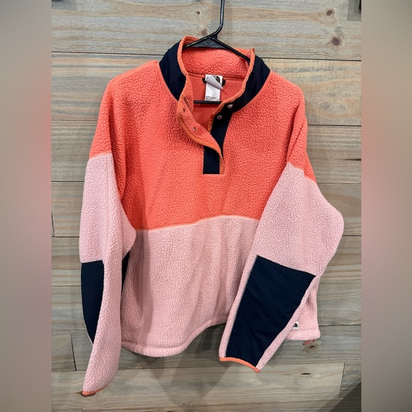 The North Face Tops - The North Face Women's Peach/Pink Sherpa Quarter Snap